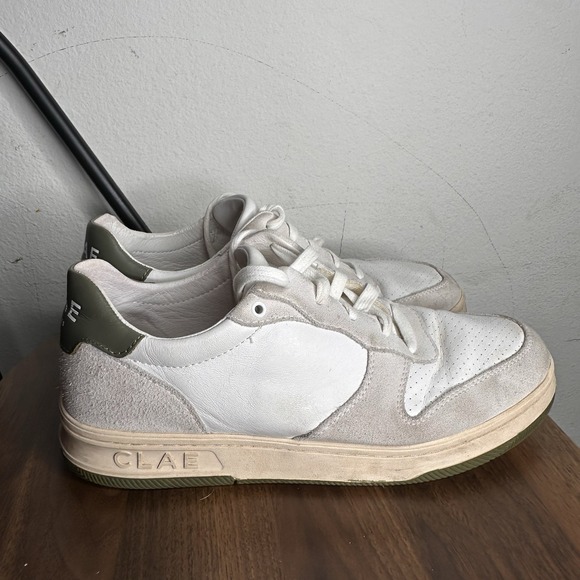 Clae Other - HTF CLAE Malone Men 10 Cream Leather & Smoke‎ Comfrey Court Sneakers Classic